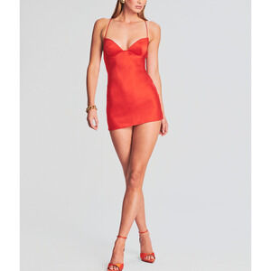 Ser.O.Ya 'Clever' Orange Silk Mini Dress Size M